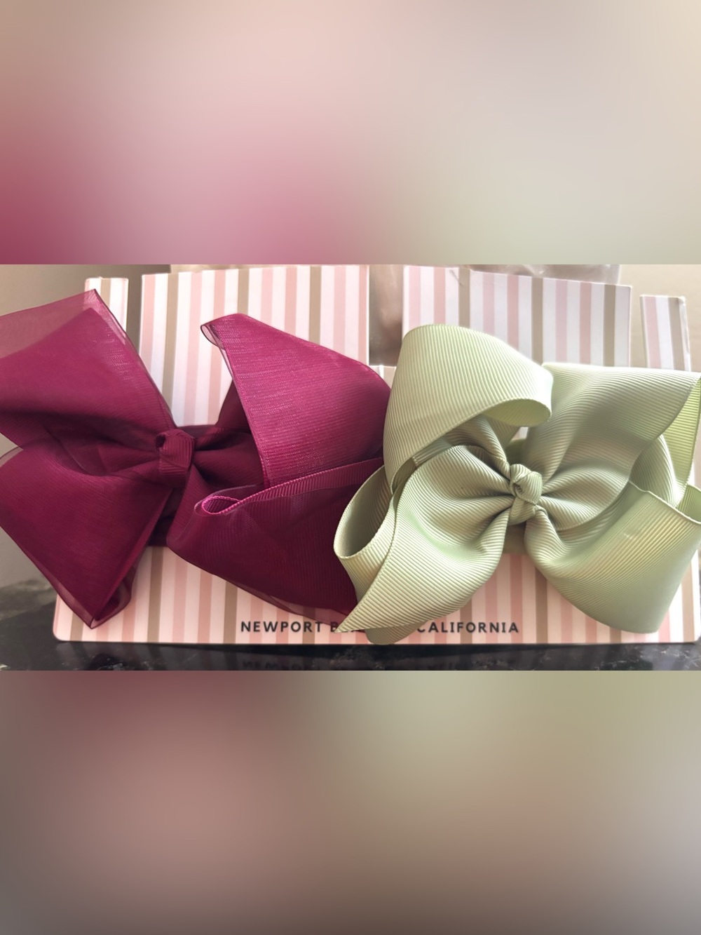 Hair accessories bundle 
Double Large Grosgrain Hair Bows in Berry and Sage